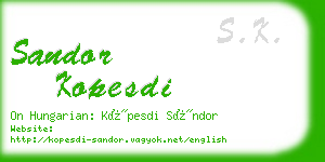 sandor kopesdi business card